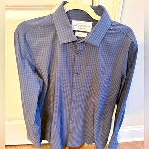 Mizzen & Main Long Sleeved Button Down Size L Leeward Blue & Black Houndstooth